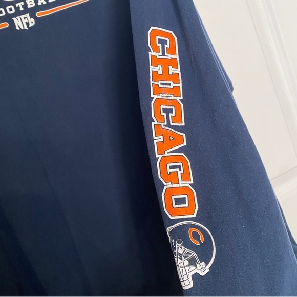 NFL Chicago Bears Navy Blue Orange White Long Sleeve Crewneck Tee Size 3XL - Picture 5 of 8